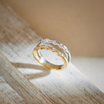 Duo Tone Band, 14K Solid Gold, 1/4 ct Lab Grown Diamond-6