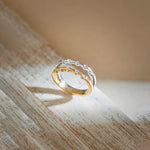 Duo Tone Band, 14K Gold Vermeil, 1/4 ct Lab Grown Diamond-1