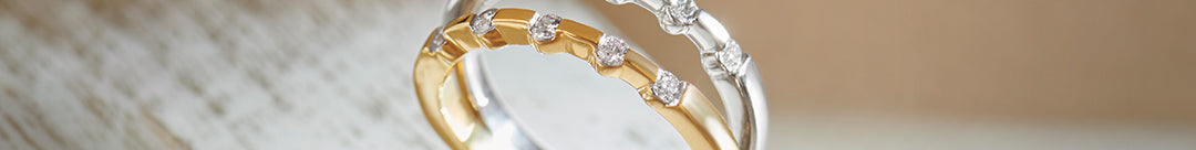 Duo Tone Band, 14K Solid Gold, 1/4 ct Lab Grown Diamond-1