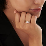 Baguette & Round Stackable Band, 14K Gold Vermeil, 1/5 ct Lab Grown Diamond-2