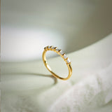 Baguette & Round Stackable Band, 14K Gold Vermeil, 1/5 ct Lab Grown Diamond-7