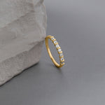 Baguette & Round Stackable Band, 14K Gold Vermeil, 1/5 ct Lab Grown Diamond-1
