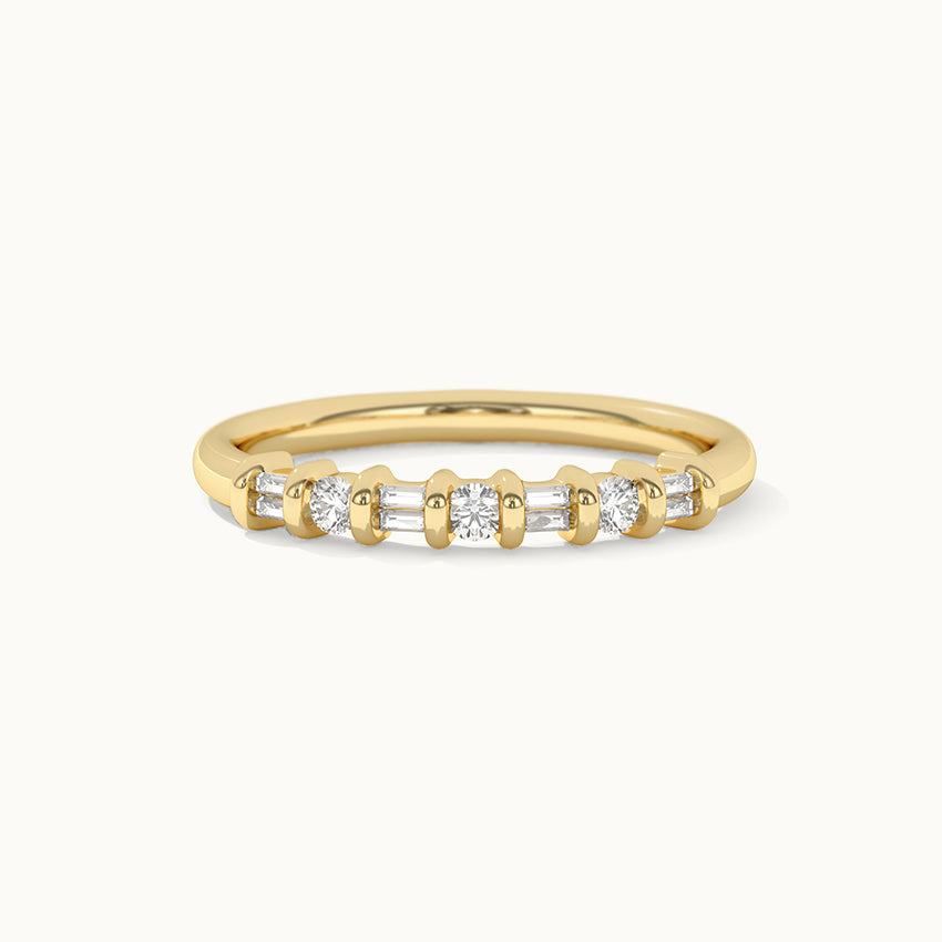 Baguette & Round Stackable Band, 14K Gold Vermeil, 1/5 ct Lab Grown Diamond-3