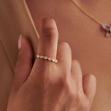 Mini Marquise Stackable Band, 10K Solid Gold, 1/10 ct Lab Grown Diamond-2