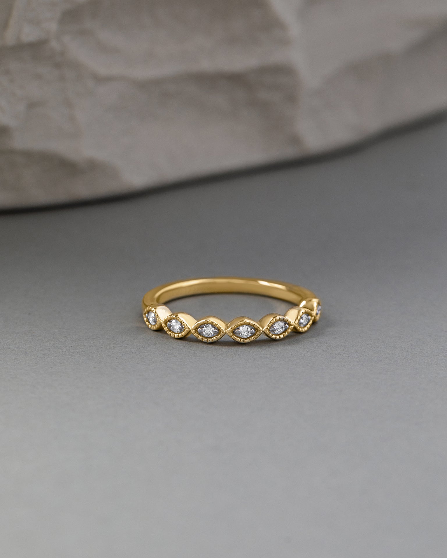 Mini Marquise Stackable Band, 10K Solid Gold, 1/10 ct Lab Grown Diamond-6