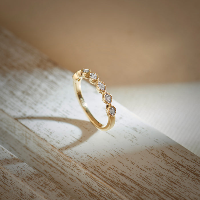 Mini Marquise Stackable Band, 10K Solid Gold, 1/10 ct Lab Grown Diamond-1