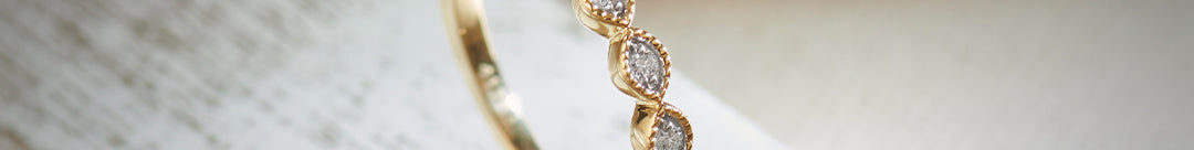 Mini Marquise Stackable Band, 10K Solid Gold, 1/10 ct Lab Grown Diamond-1