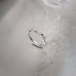 Created Ruby Scattered Diamond Band, 14K Solid Gold, 3/8 ct Lab Grown Diamond-1