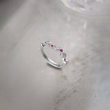 Created Ruby Scattered Diamond Band, 14K Solid Gold, 3/8 ct Lab Grown Diamond-1