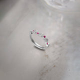 Created Ruby Scattered Diamond Band, Sterling Silver, 3/8 ct Lab Grown Diamond-1