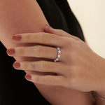 Created Ruby Scattered Diamond Band, 14K Solid Gold, 3/8 ct Lab Grown Diamond-2