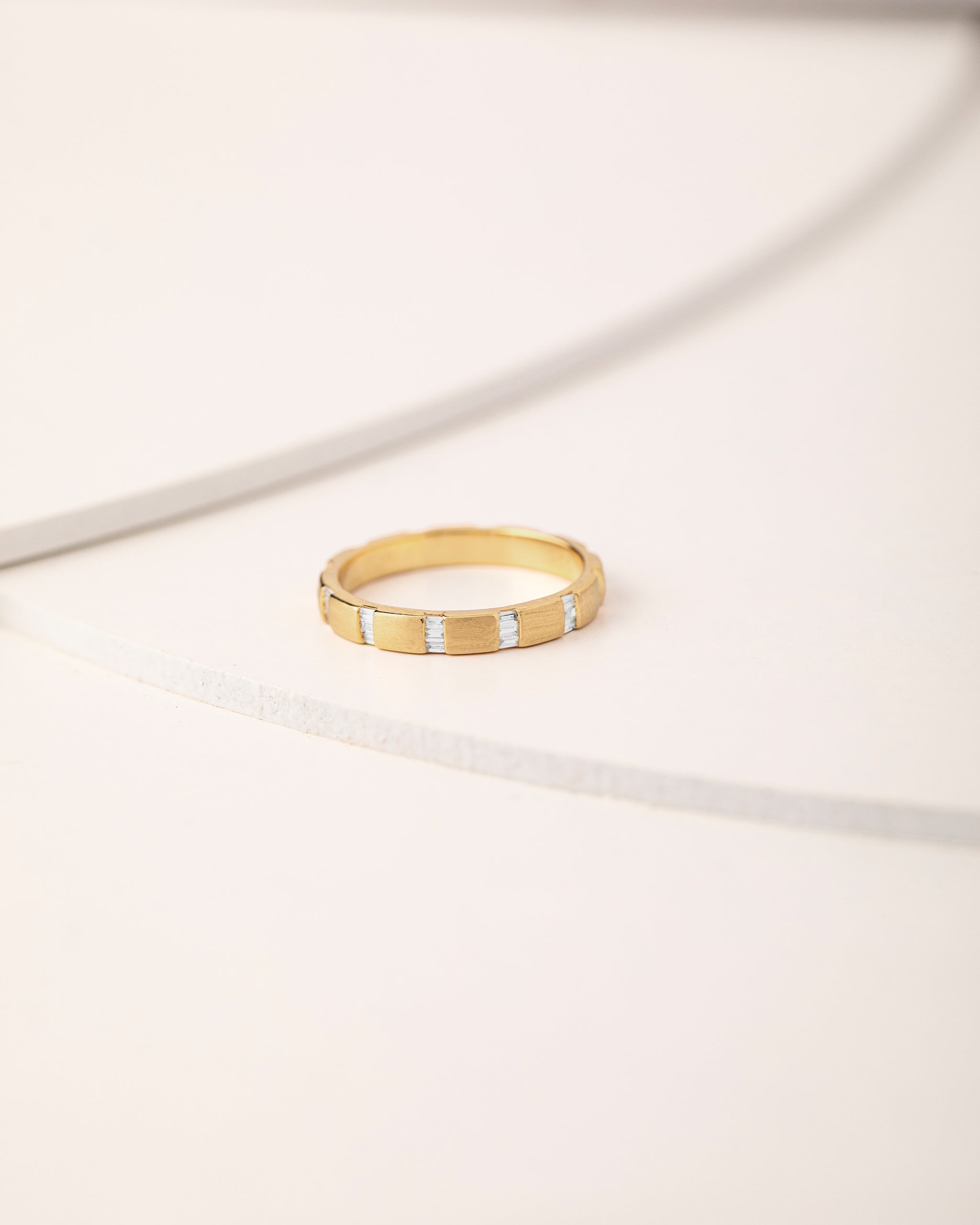 Textured Baguette Diamond Band, 14K Solid Gold, 1/10 ct Lab Grown Diamond-5