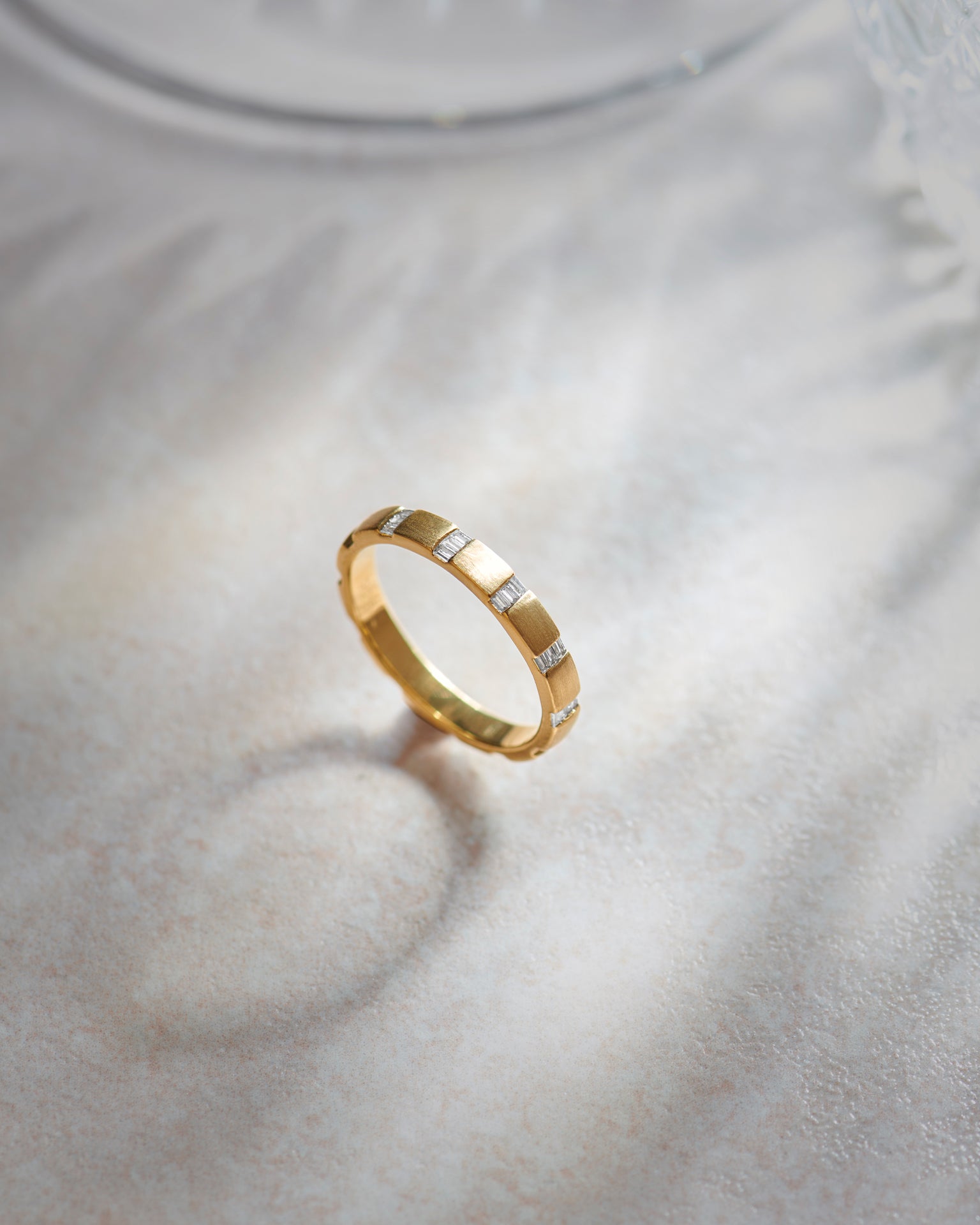 Textured Baguette Diamond Band, 14K Solid Gold, 1/10 ct Lab Grown Diamond-6