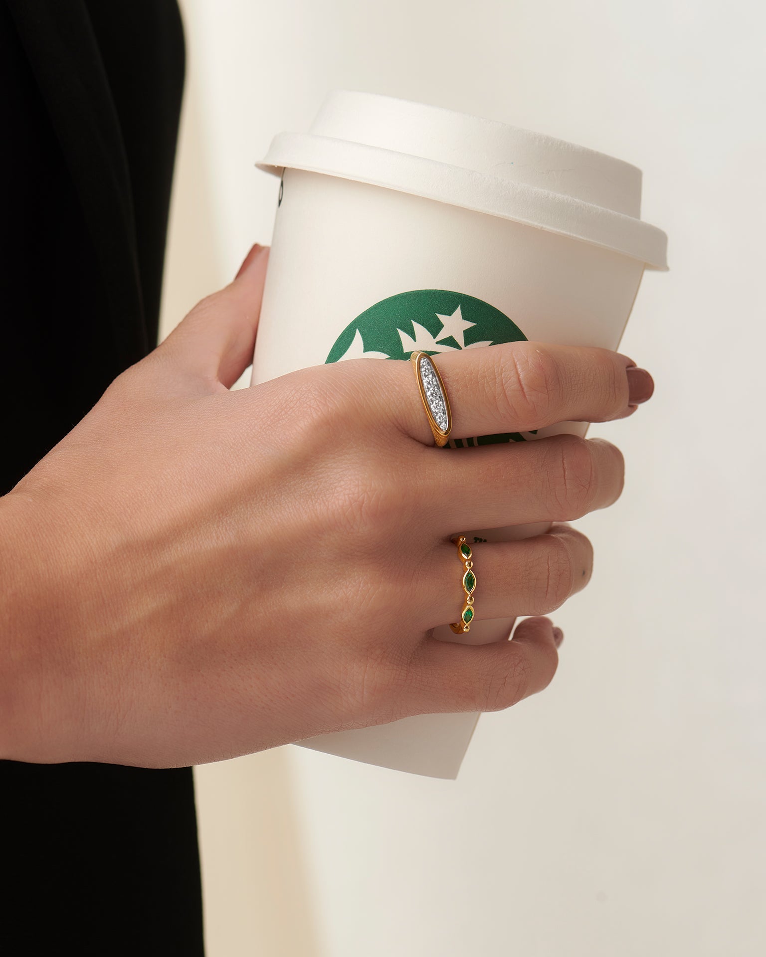 Leafy Stackable Band, 10K Solid Gold-2
