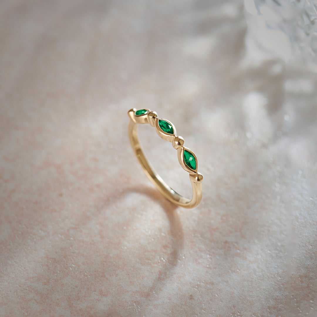 Leafy Stackable Band, 10K Solid Gold-1
