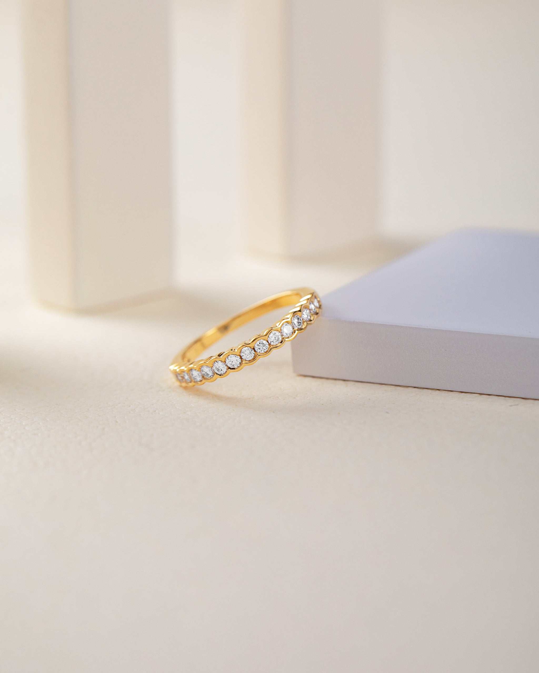 Classic Scallop Diamond Band, 14K Solid Gold, 3/8 ct Lab Grown Diamond-5