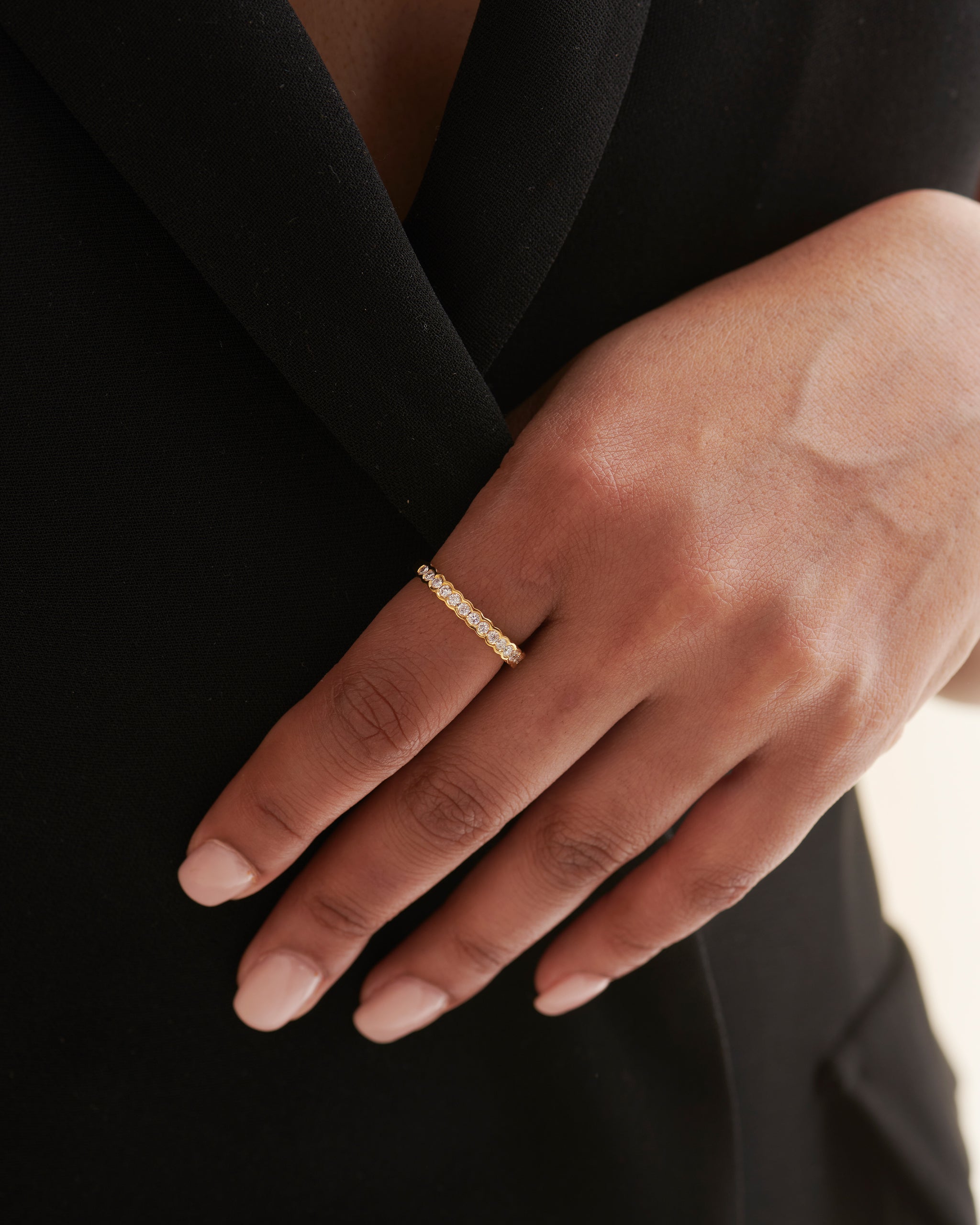 Classic Scallop Diamond Band, 14K Solid Gold, 3/8 ct Lab Grown Diamond-2
