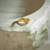 Engraved Chevron Band, 14K Gold Vermeil, 1/5 ct Lab Grown Diamond-8