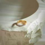 Engraved Chevron Band, 14K Gold Vermeil, 1/5 ct Lab Grown Diamond-1