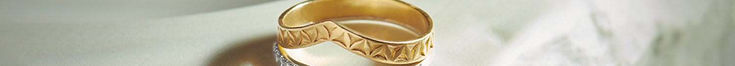 Engraved Chevron Band, 14K Solid Gold, 1/5 ct Lab Grown Diamond-1
