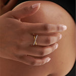 Criss Cross Band, 14K Solid Gold, 1/4 ct Lab Grown Diamond-2