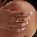 Criss Cross Band, 14K Solid Gold, 1/4 ct Lab Grown Diamond-2