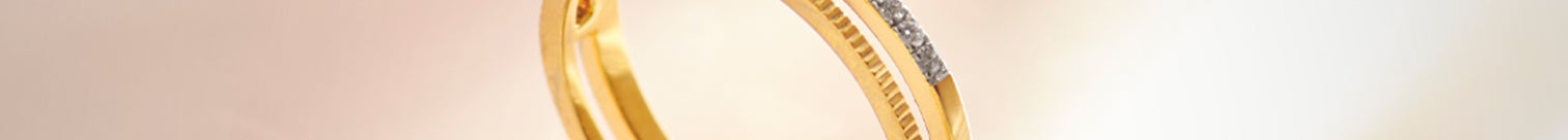 Textured Twin Band, 14K Solid Gold, 1/8 ct Lab Grown Diamond-1