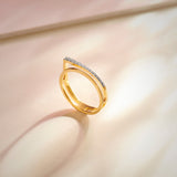 Textured Twin Band, 14K Gold Vermeil, 1/8 ct Lab Grown Diamond-8