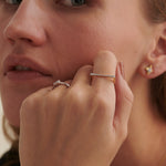 Sleek Stackable Band, 14K Gold Vermeil, 1/8 ct Lab Grown Diamond-4