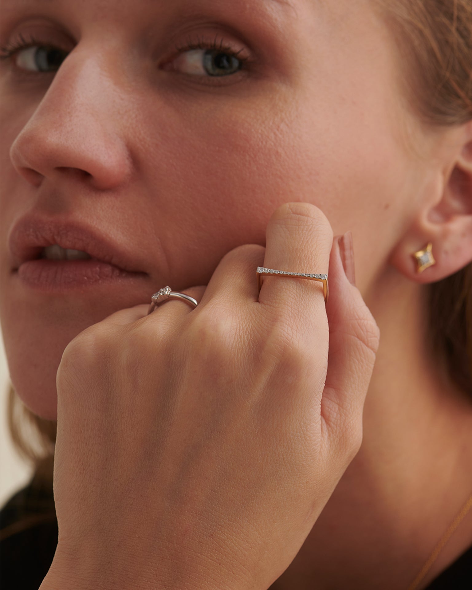 Sleek Stackable Band, 14K Gold Vermeil, 1/8 ct Lab Grown Diamond-4