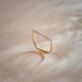 Sleek Stackable Band, 14K Gold Vermeil, 1/8 ct Lab Grown Diamond-1