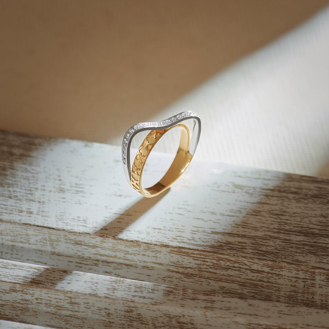 Engraved Band, 14K Gold Vermeil, 1/4 ct Lab Grown Diamond-1