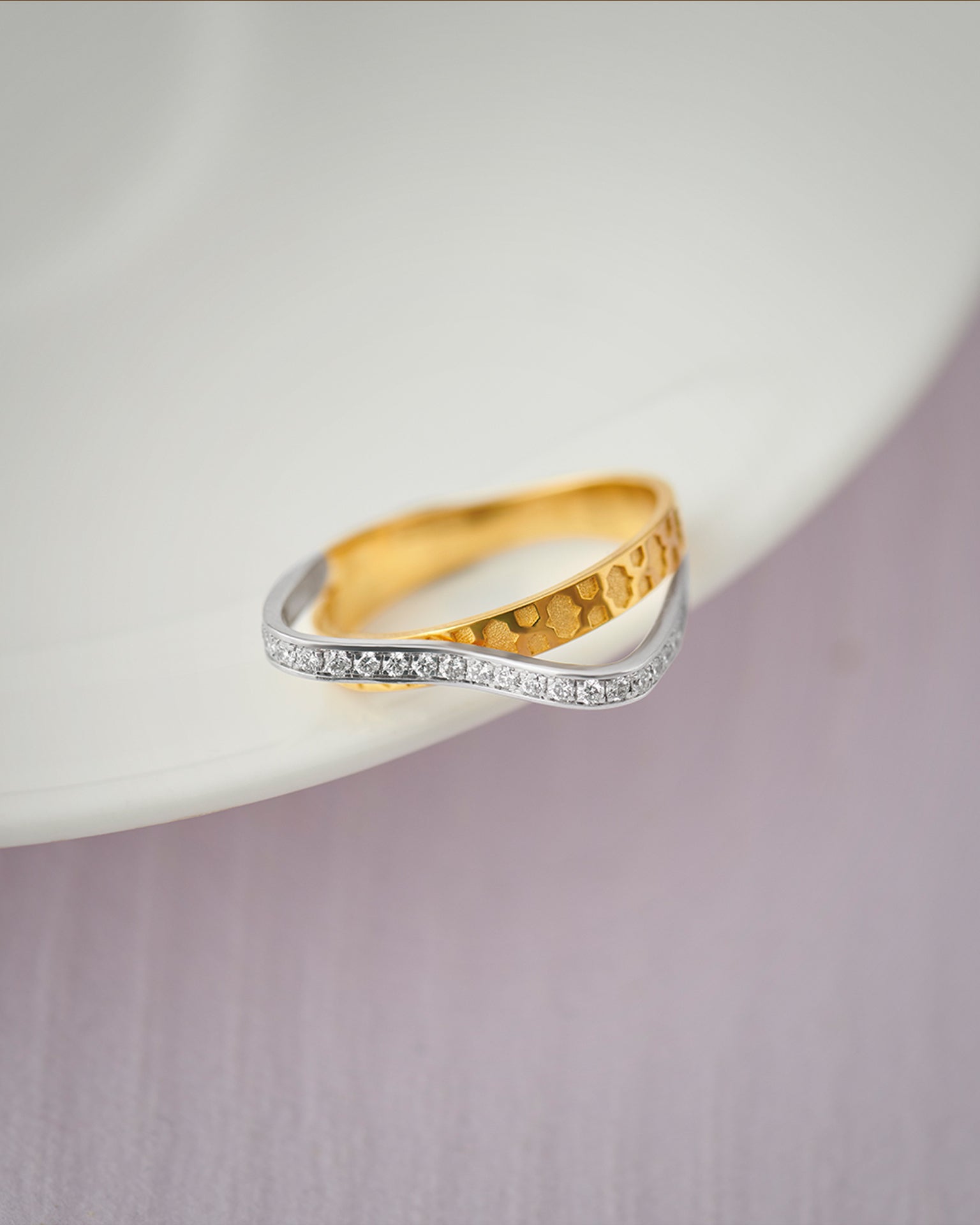 Engraved Band, 14K Gold Vermeil, 1/4 ct Lab Grown Diamond-7