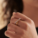 Engraved Band, 14K Gold Vermeil, 1/4 ct Lab Grown Diamond-2