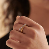 Engraved Band, 14K Gold Vermeil, 1/4 ct Lab Grown Diamond-2