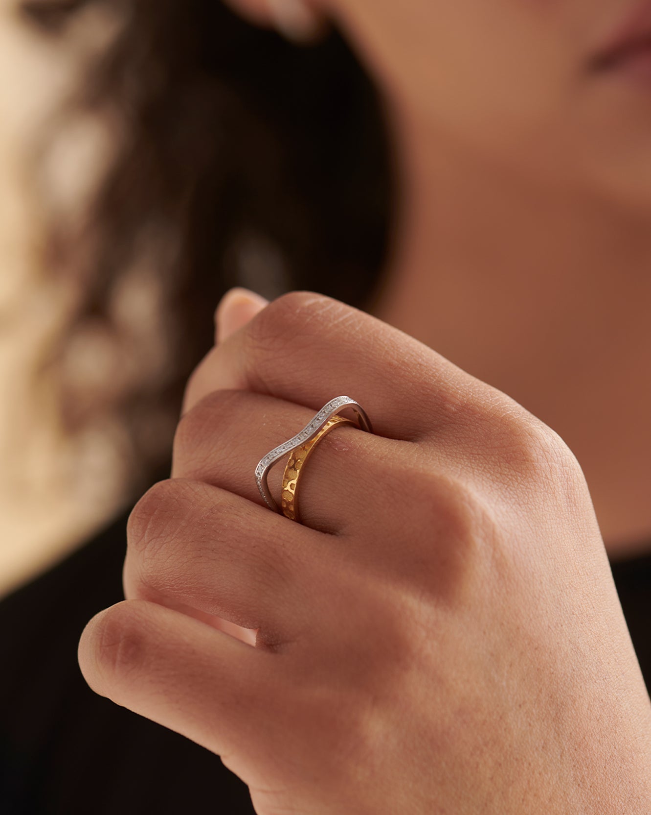 Engraved Band, 14K Gold Vermeil, 1/4 ct Lab Grown Diamond-2