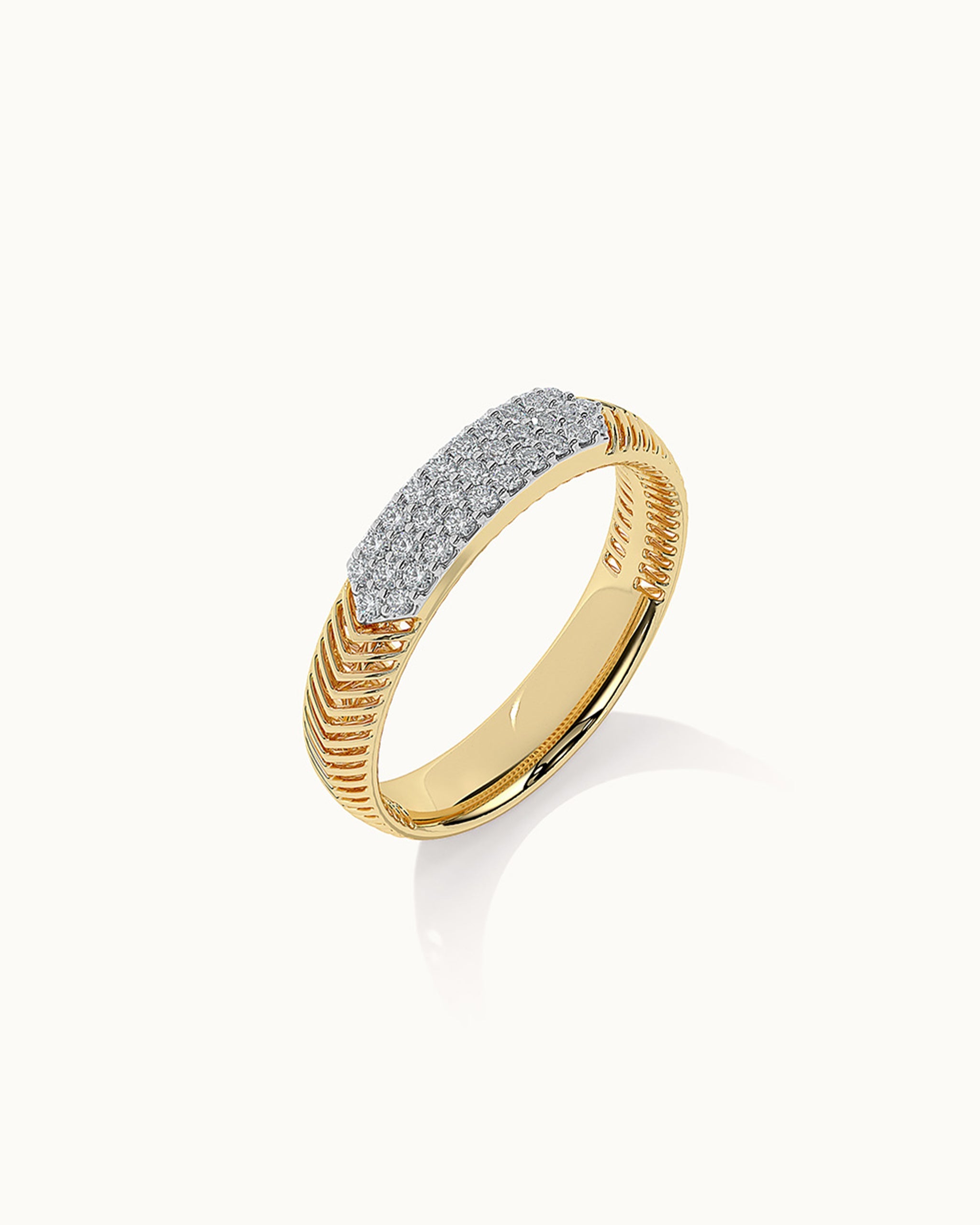 Fine Chevron Diamond Band, 14K Solid Gold, 1/4 ct Lab Grown Diamond-10