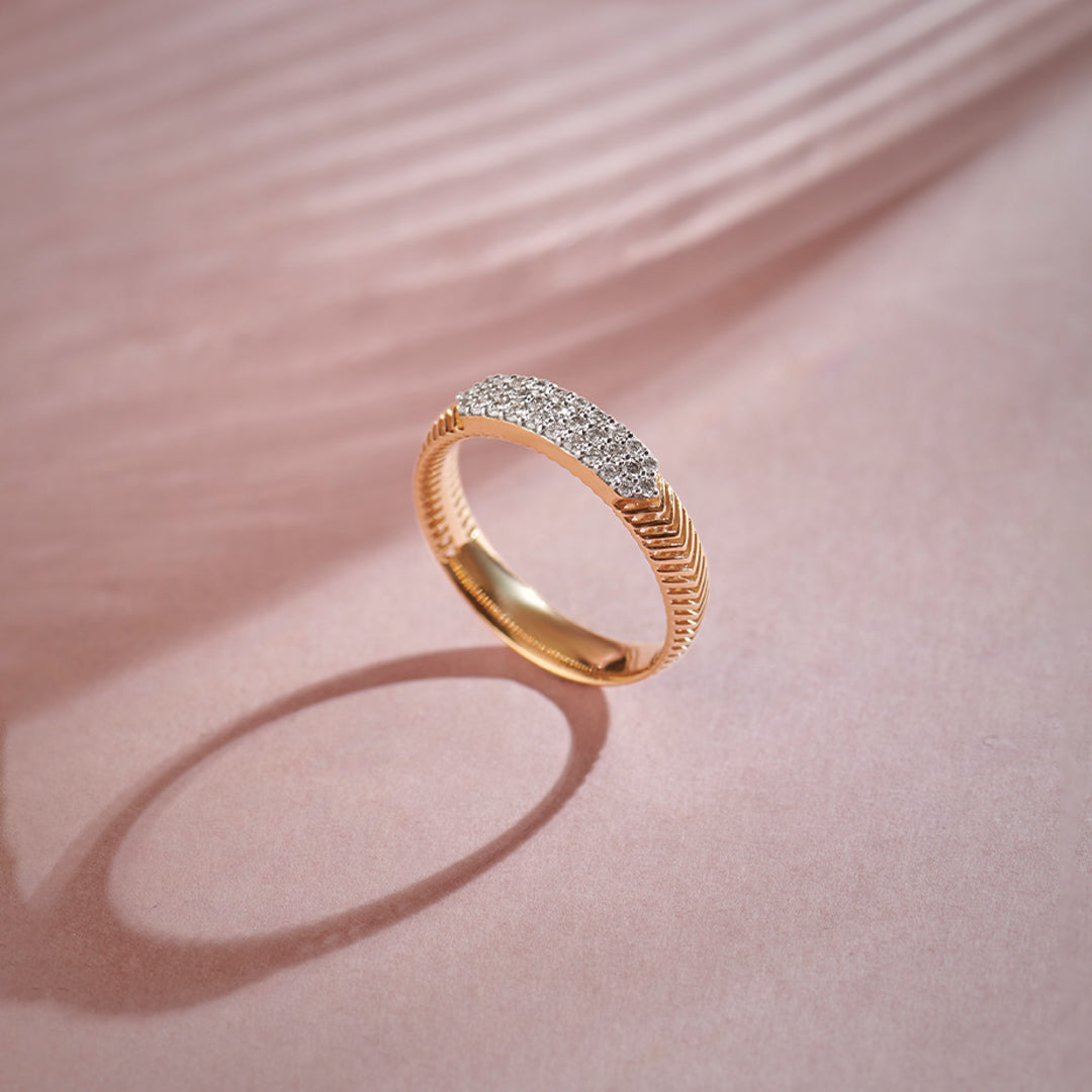 Fine Chevron Diamond Band, 14K Solid Gold, 1/4 ct Lab Grown Diamond-2