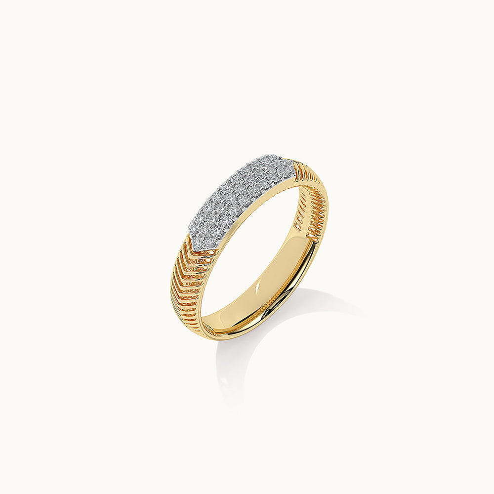 Fine Chevron Diamond Band, 14K Solid Gold, 1/4 ct Lab Grown Diamond-1