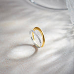 Wide Two-Tone Band, 14K Gold Vermeil, 1/4 ct Lab Grown Diamond-1