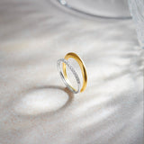 Wide Two-Tone Band, 14K Gold Vermeil, 1/4 ct Lab Grown Diamond-1