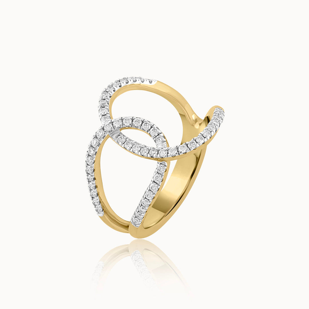Interlock Pave Diamond Band, 14K Solid Gold, 3/8 ct Lab Grown Diamond-3
