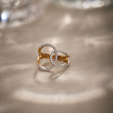 Interlock Pave Diamond Band, 14K Solid Gold, 3/8 ct Lab Grown Diamond-1