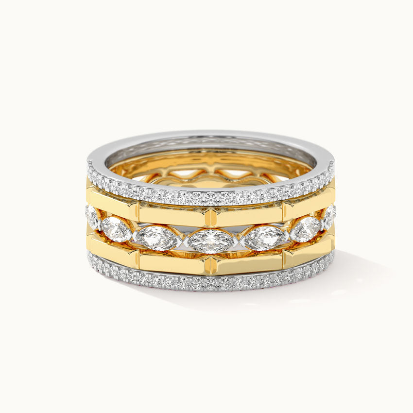 Five Rows Stackable Diamond Band, 14K Gold Vermeil, 5/8 ct Lab Grown Diamond-8
