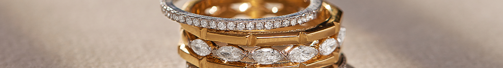 Five Rows Stackable Diamond Band, 14K Gold Vermeil, 5/8 ct Lab Grown Diamond-1