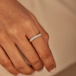 Curved Pave Diamond Band, 14K Solid Gold, 1/3 ct Lab Grown Diamond-2