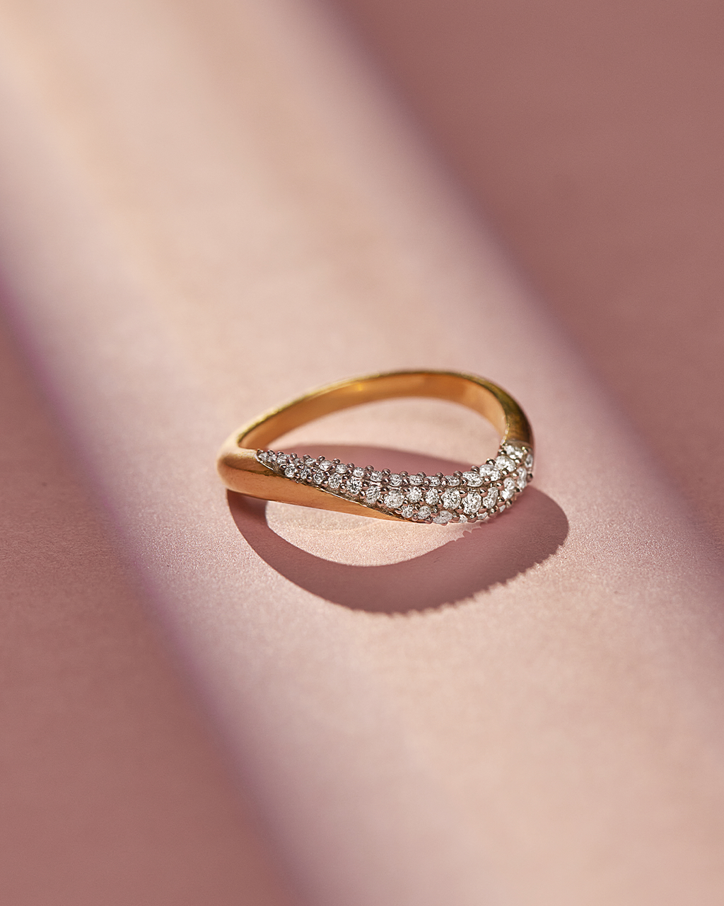 Curved Pave Diamond Band, 14K Solid Gold, 1/3 ct Lab Grown Diamond-6