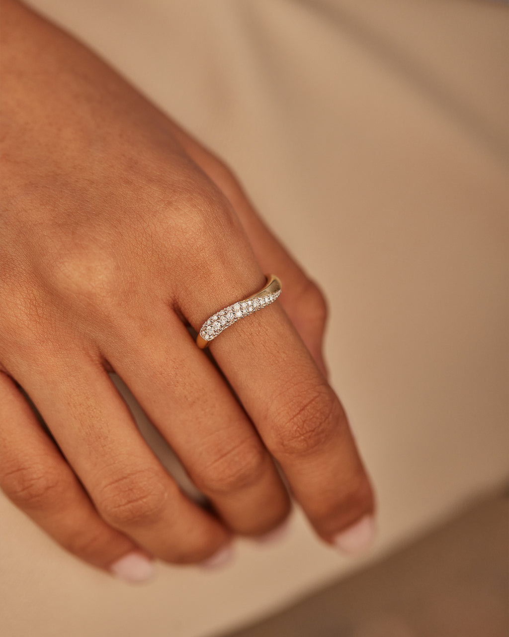 Curved Pave Diamond Band, 14K Gold Vermeil, 1/3 ct Lab Grown Diamond-2
