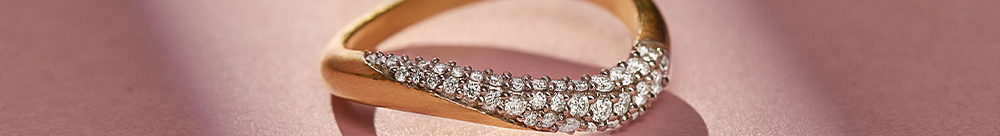 Curved Pave Diamond Band, 14K Solid Gold, 1/3 ct Lab Grown Diamond-1