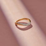 Curved Pave Diamond Band, 14K Solid Gold, 1/3 ct Lab Grown Diamond-1
